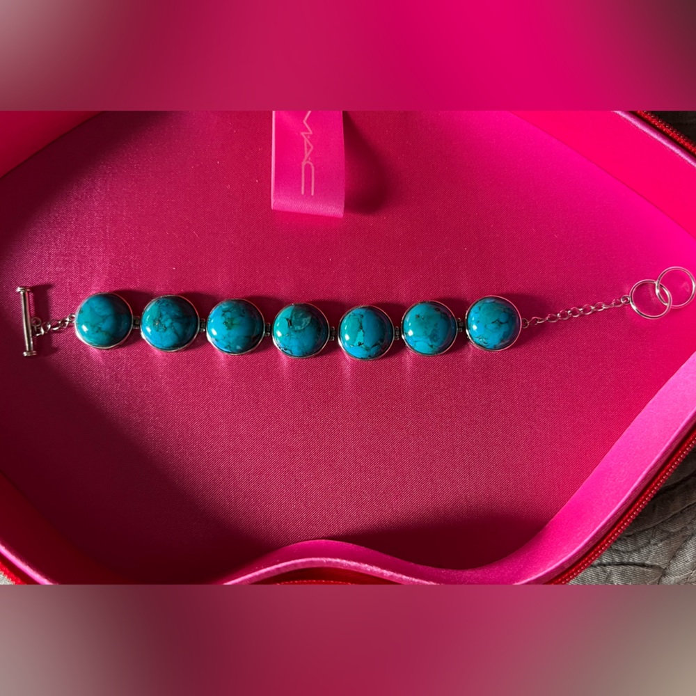 Genuine Turquoise Bracelet Sterling silver 925 - Picture 5 of 7